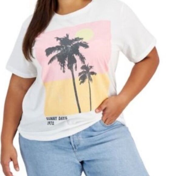 Grayson Threads 2X 3X 4X white palm tree short sleeve shirt white - Picture 1 of 1